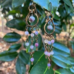 Bronze and Plum Tourmaline Chandelier Earrings